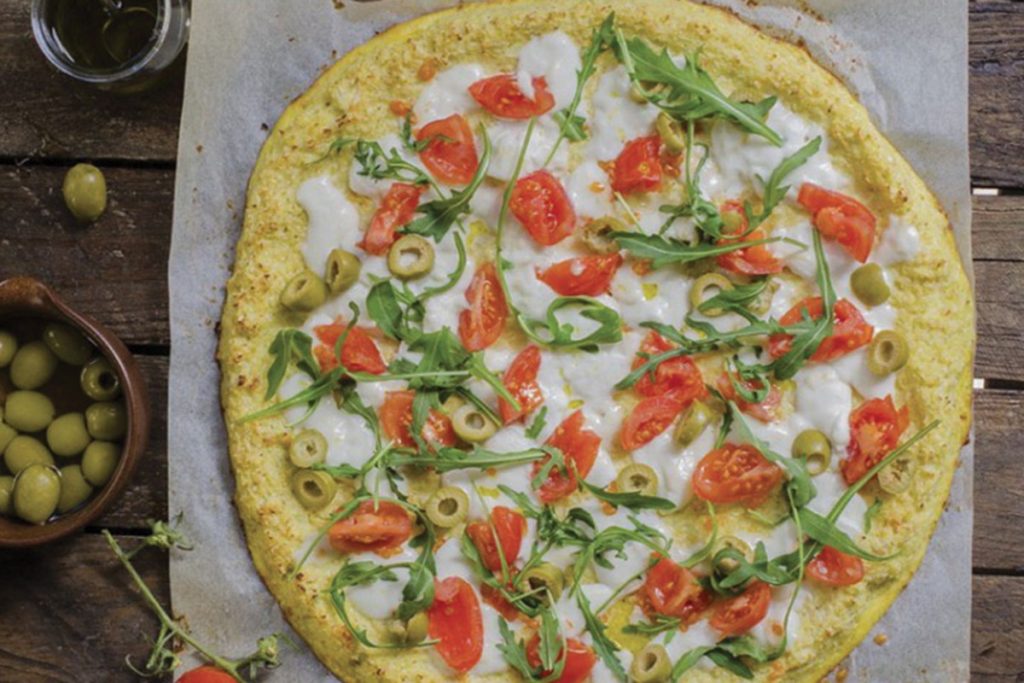 pizza con base de coliflor