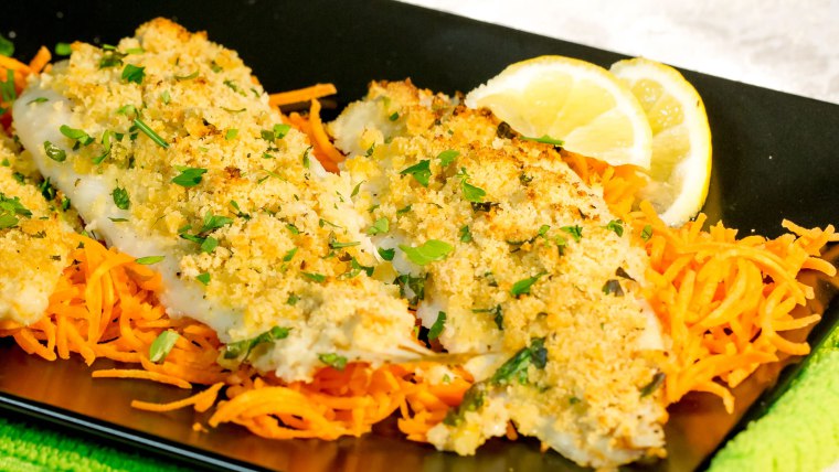 Filete de pescado gratinado al horno